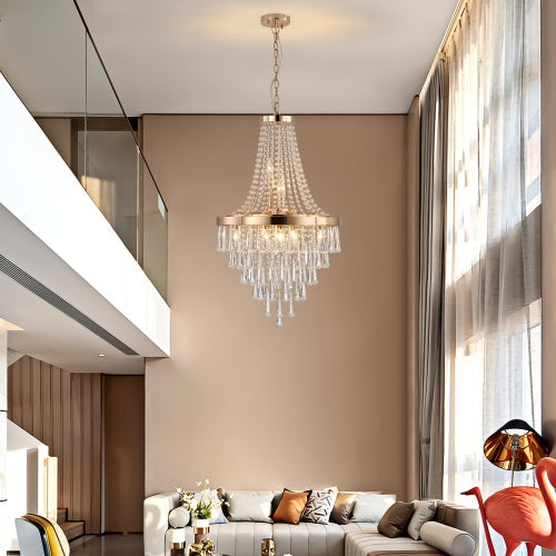 Golden Crystal Chandelier, Large Modern Luxury Chandelier For Living Room, Dining Room, Bedroom, Hallway - Bulb Not Included Unavailable Platforms- Temu