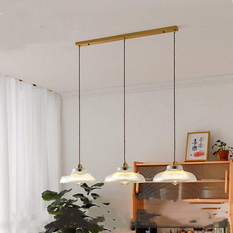 Japanese Vintage Brass Glass Pendant Chandelier