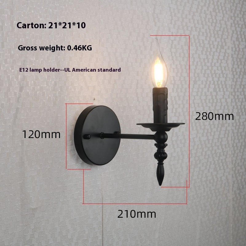 American Retro Small Wall Lamp Small Industrial Style Iron Hallway Lamp Indoor Aisle Stairs Candle French Style
