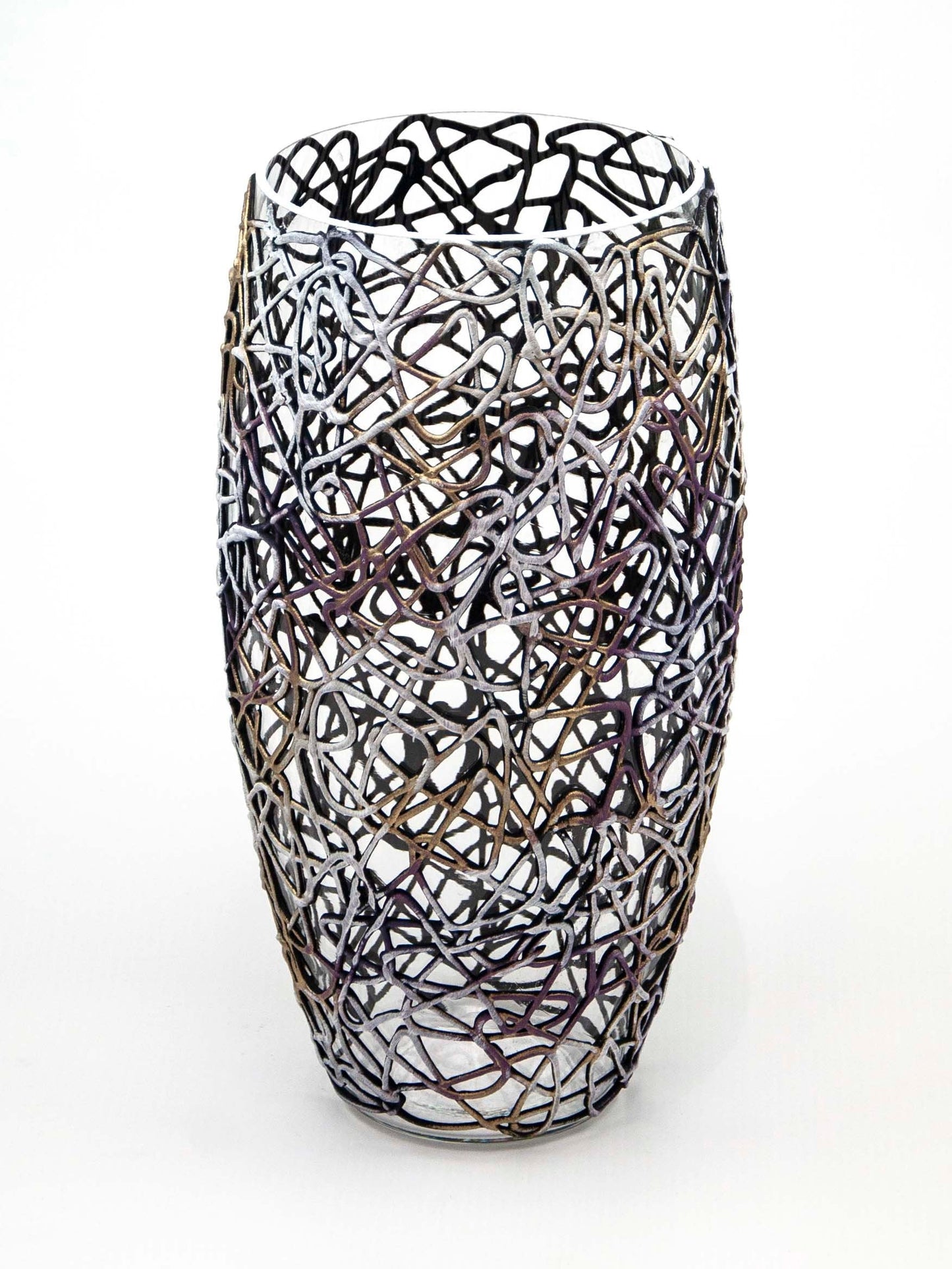 Art Decorated Glass Oval Vase | Interior Design Home Room Decor | Tabl