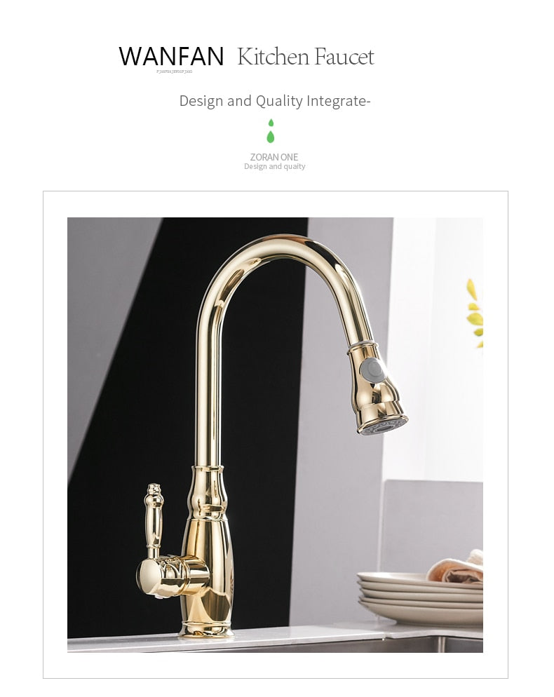 Kitchen Mixer Gold Pull Out Kitchen Faucet Deck Mount Kitchen Sink