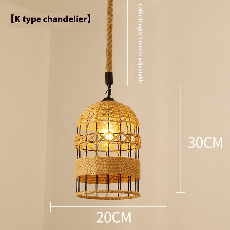 Hemp Rope Retro Restaurant Ideas Industrial Style Chandelier