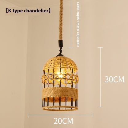 Hemp Rope Retro Restaurant Ideas Industrial Style Chandelier