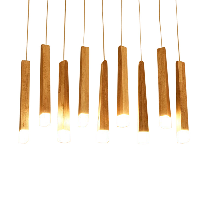 Lámpara colgante de listones de madera nórdica, estilo posmoderno
