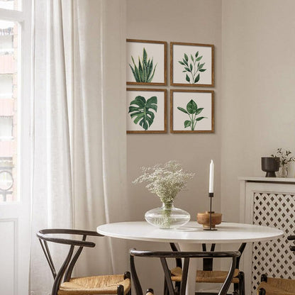 Botanical Bathroom Wall Art Green Plant Framed Set