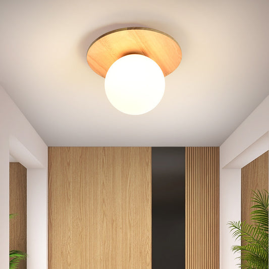 Nordic And Japanese Style Log-style Entrance Light