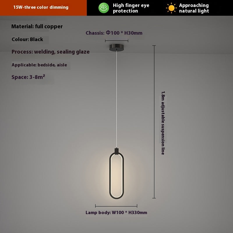 Modern Home Copper Bar Bedside Small Droplight