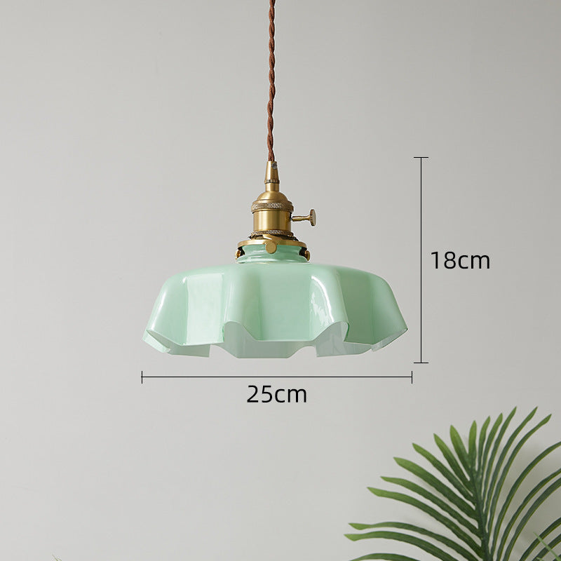 French Cream Nordic Brass Petal Glass Small Droplight