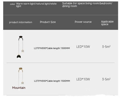 Golden Light Luxury Crystal Hanging Line Lamp Creative Bedroom