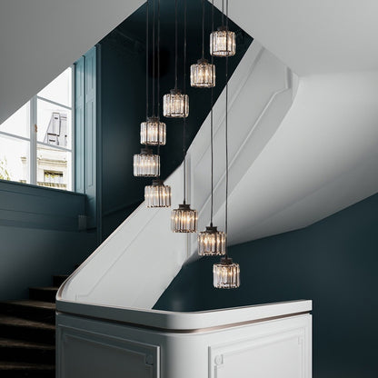 Duplex Staircase Long Chandelier Lamps Modern Minimalist And Magnificent Crystal