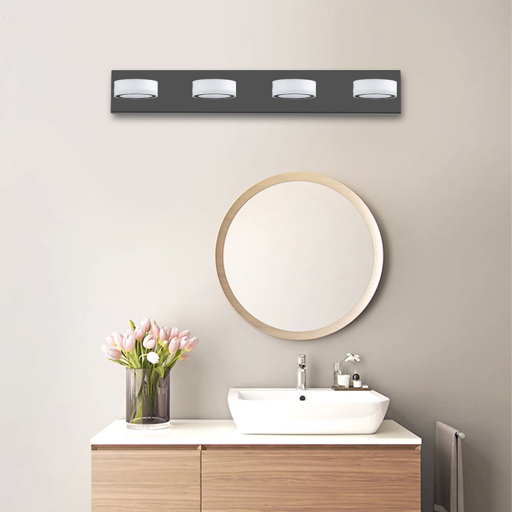 LED Modern Black 4-Light Vanity Lights Fixtures Over Mirror Bath Wall