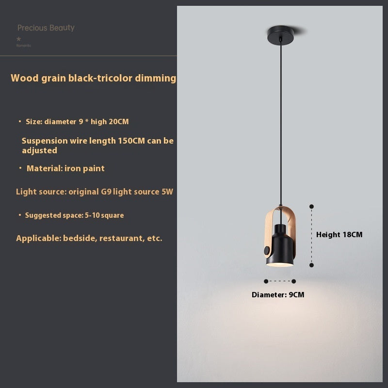 Bedside Bedroom Suspension Wire Log Style Creative Chandelier