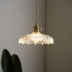 Japanese Glass Pendant Ceiling Light with Copper Accents