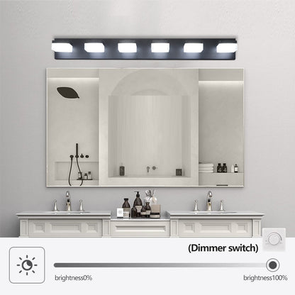 Modern 6-Light Black LED Vanity Mirror Light Fixture For Bathrooms And