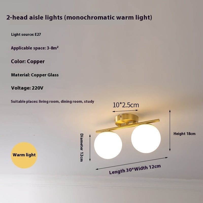 Modern Cream Style Living Room Ceiling Lamp Glass Ball Aisle Light