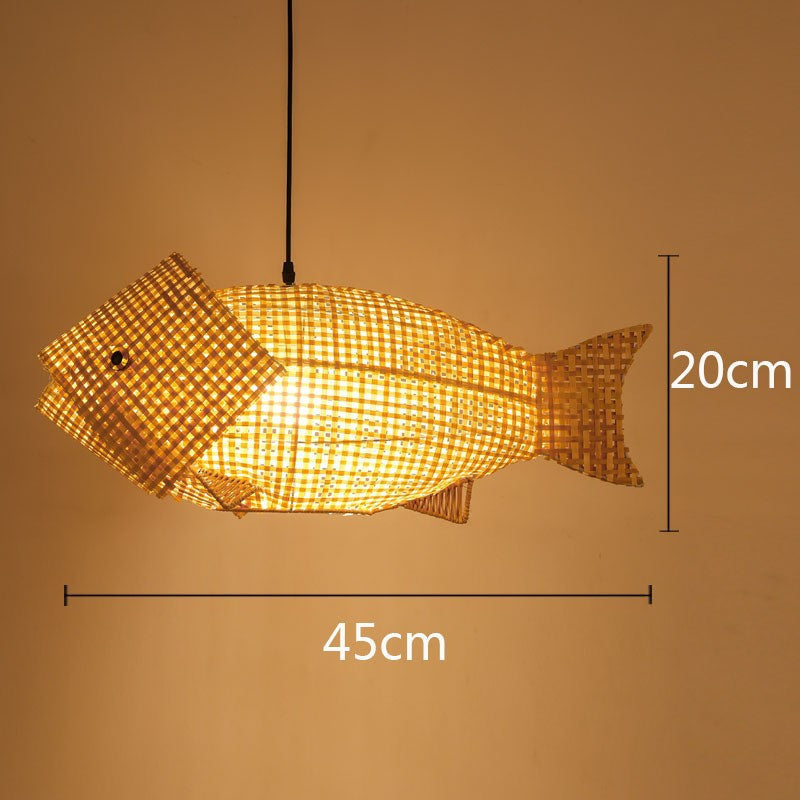 Chinese Style Handmade Bamboo Fish-shaped Chandelier