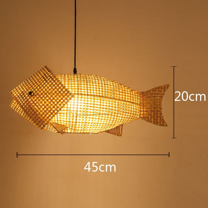 Chinese Style Handmade Bamboo Fish-shaped Chandelier