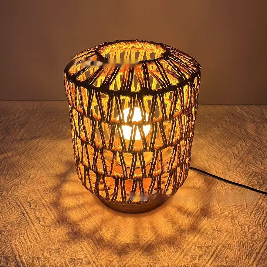 Bohemian Style Bedside Decorative Woven Creative Desktop Decoration Mushroom Table Lamp