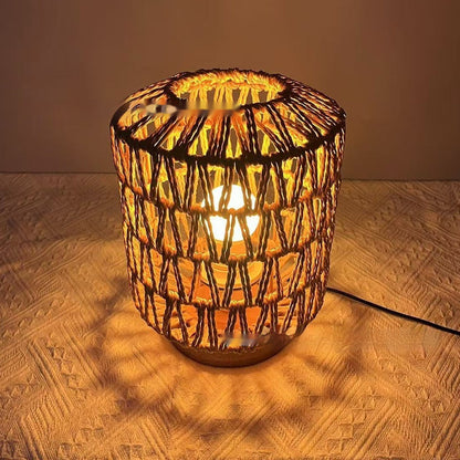 Bohemian Style Bedside Decorative Woven Creative Desktop Decoration Mushroom Table Lamp