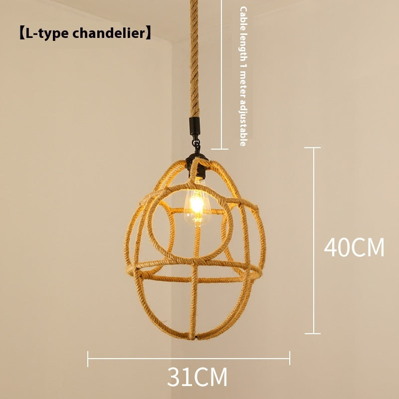 Hemp Rope Retro Restaurant Ideas Industrial Style Chandelier