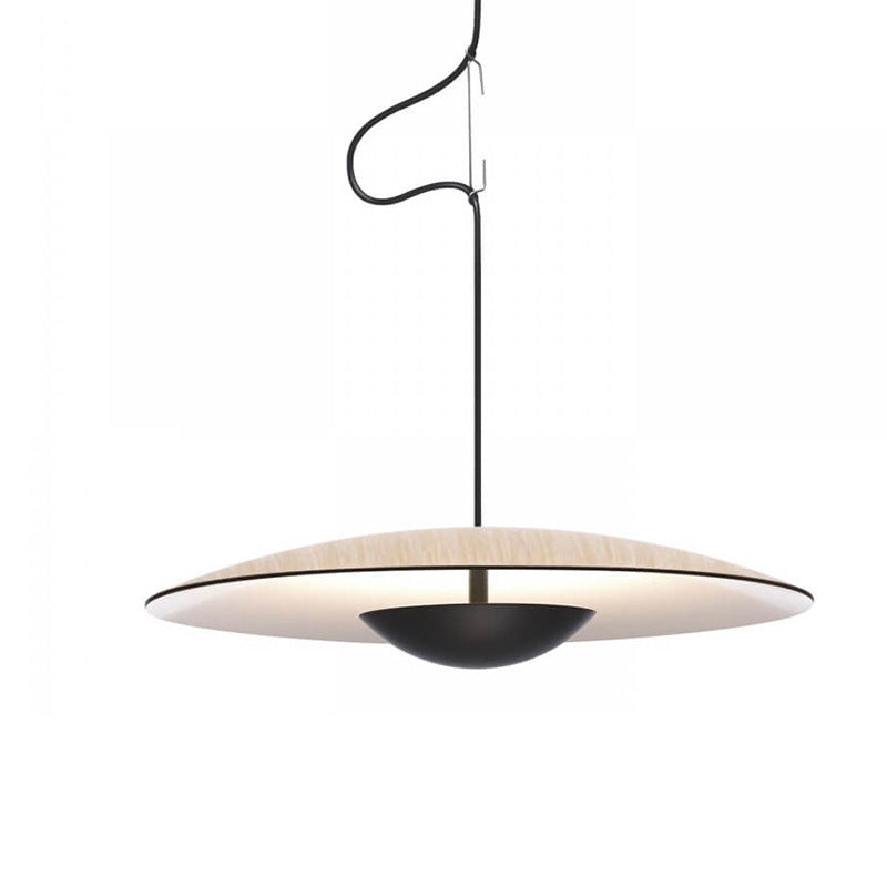 Nordic UFO Pendant Light - Wood/Black Design