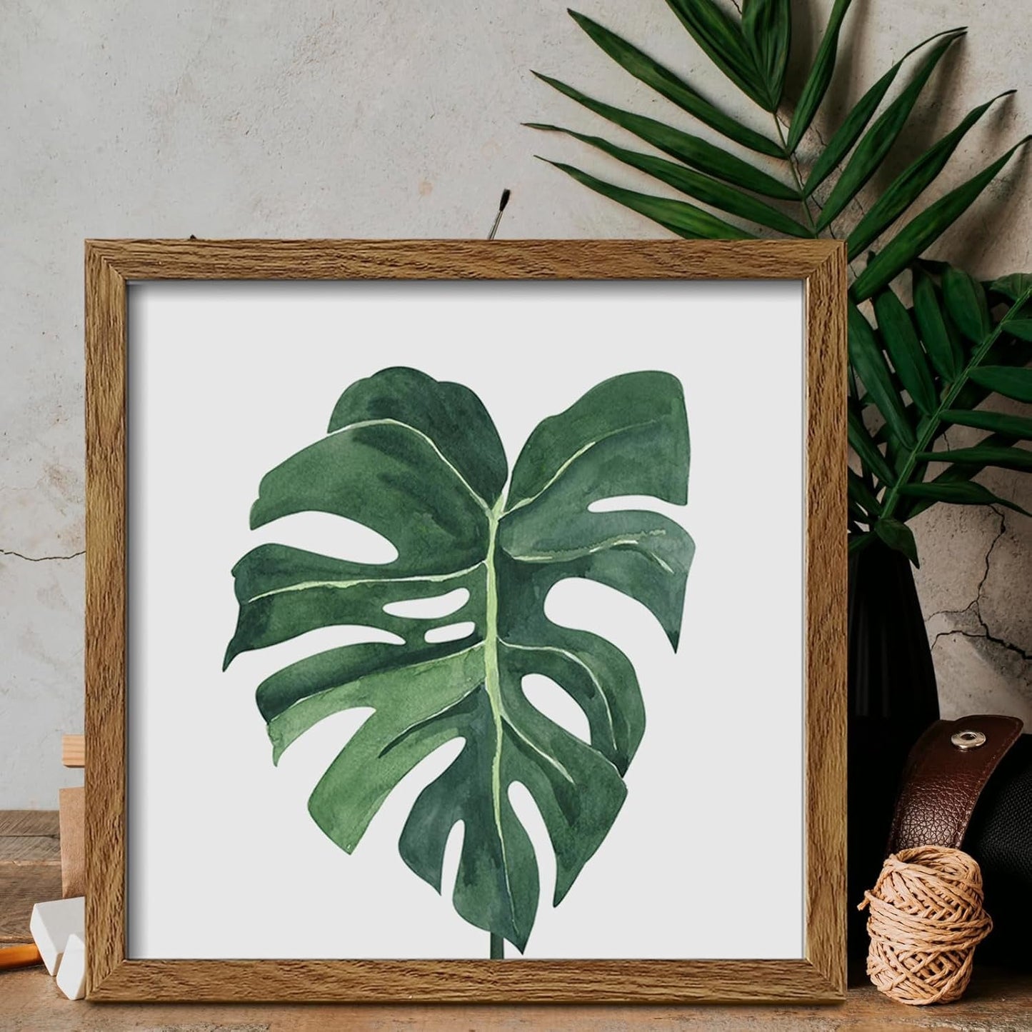 Botanical Bathroom Wall Art Green Plant Framed Set