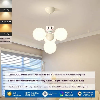 Cream Style Cartoon Panda Bedroom Pendant Light