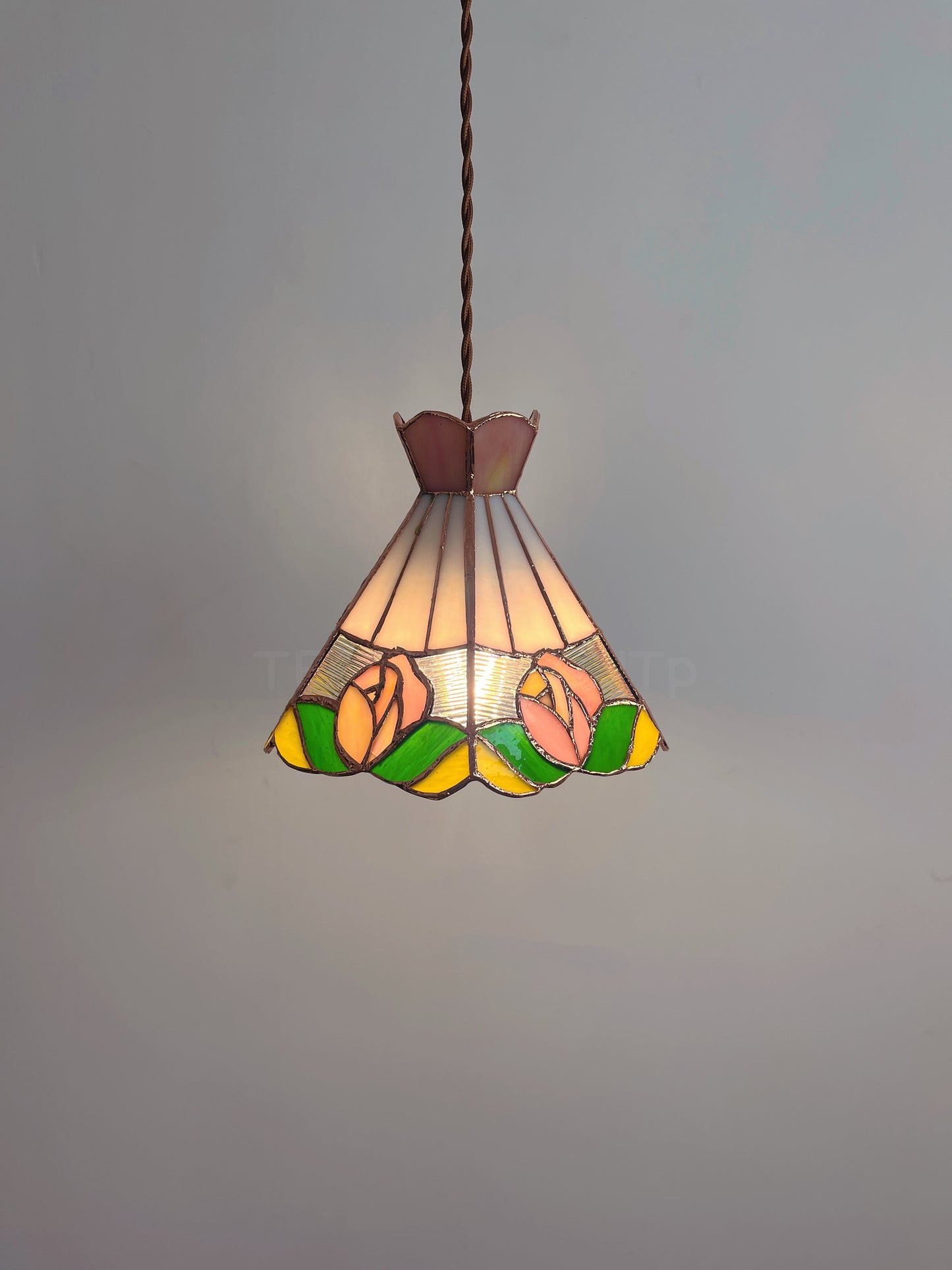 Rose Blue Stained Glass Pendant Light - Retro