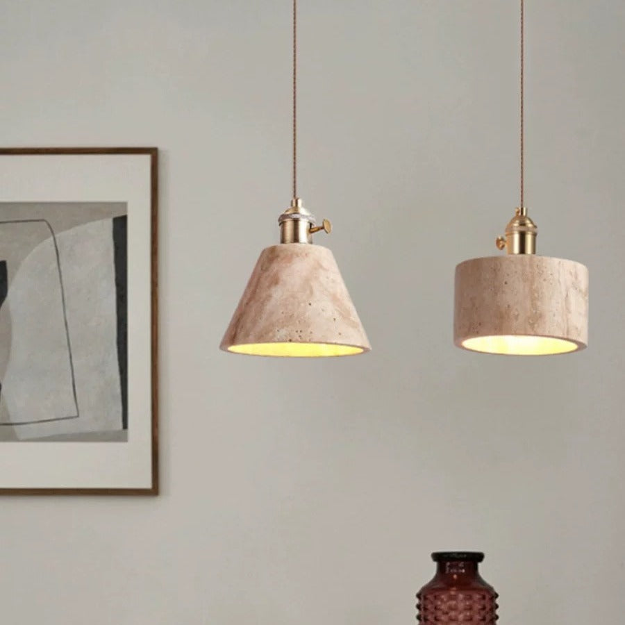 Lámpara de araña LED moderna con colgante de piedra