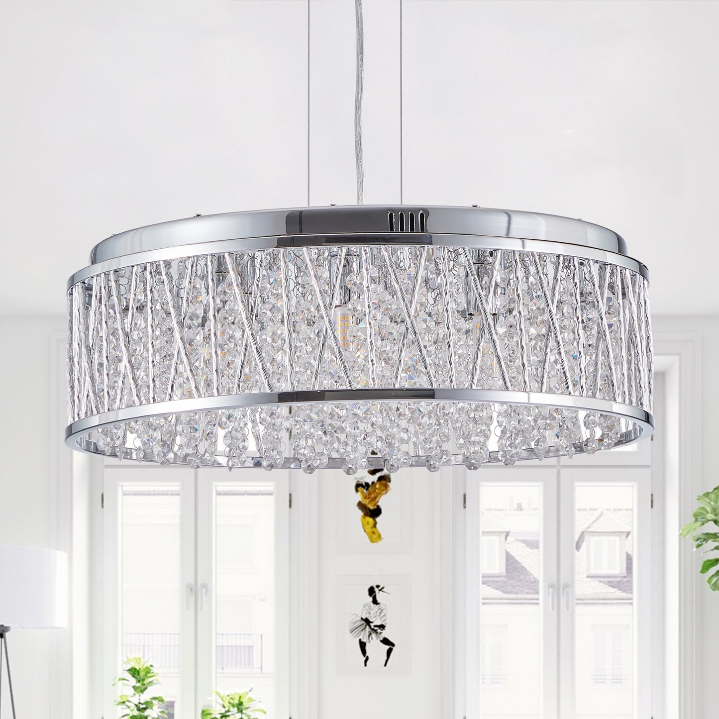 Modern Crystal Chandelier 18.9 Inches Aluminum+Iron Round Ceiling