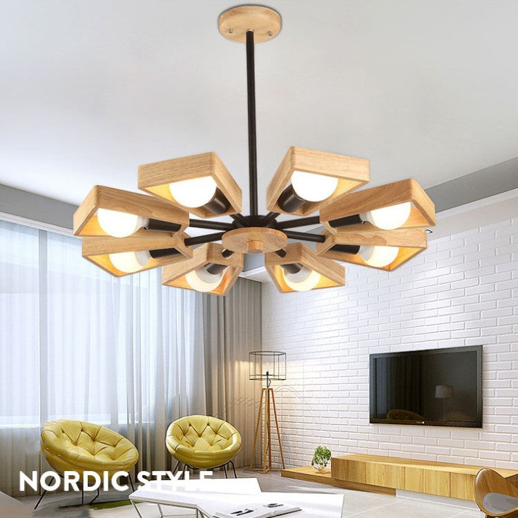 Nordic Creative Solid Wood Art Chandelier