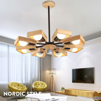 Nordic Creative Solid Wood Art Chandelier