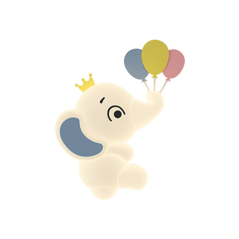 Cream Cartoon Elephant Kids Wall Light
