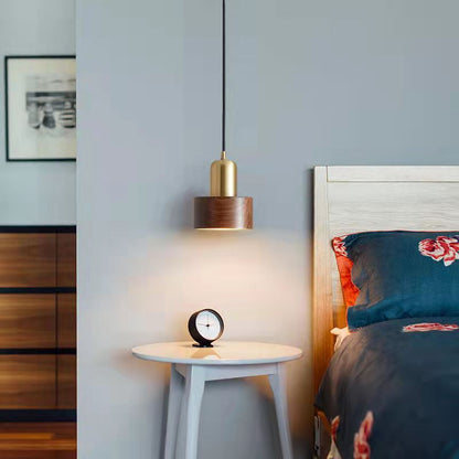 Vintage Brass Walnut Solid Wood Copper Lamps