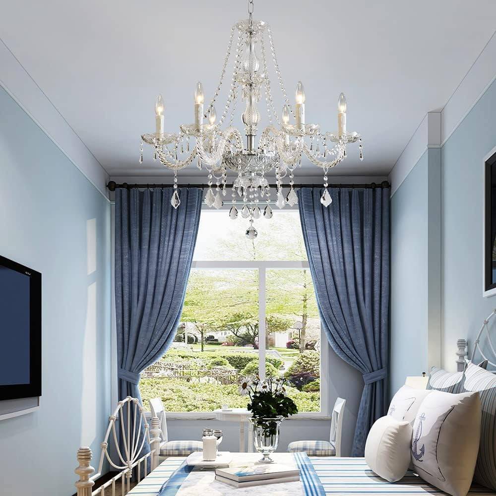 6-Light Modern Crystal Chandelier Clear K9 Light