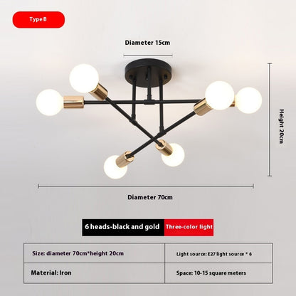 Branch Type Ceiling Lamp Living Room Dining Room Lighting Led Iron Lamp