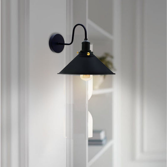 LEDSone Industrial Vintage Black Swan Neck Wall Light Indoor Sconce