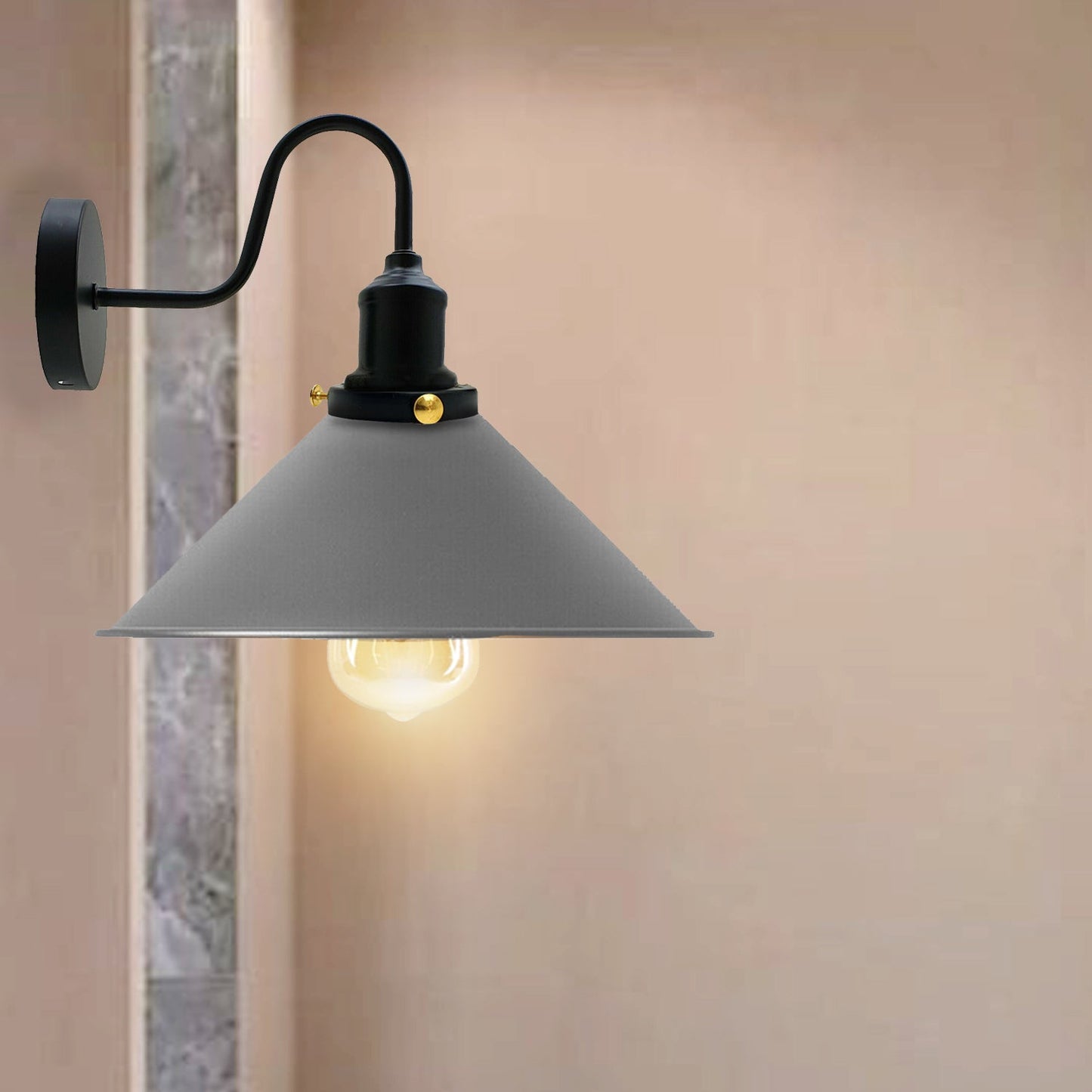 LEDSone Industrial Vintage Grey Swan Neck Wall Light Indoor Sconce