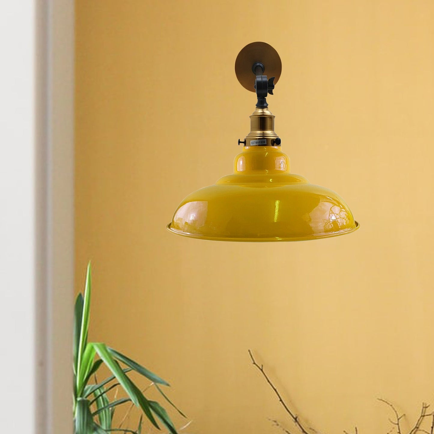 Yellow Shade With Adjustable Curvy Swing Arm Wall Light Fixture Loft