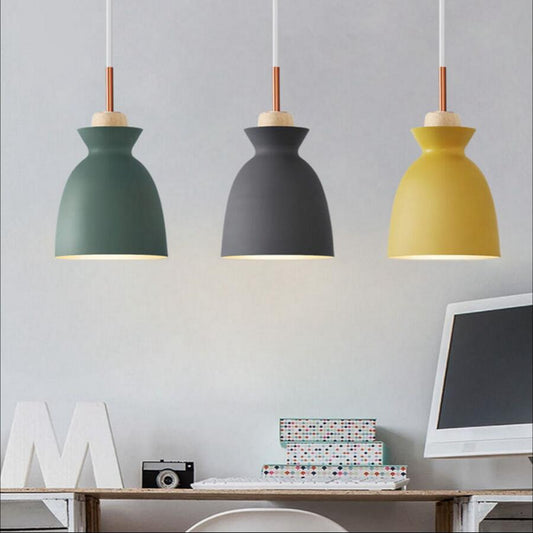 Retro Industrial Wood Wrought Iron Pendant Light