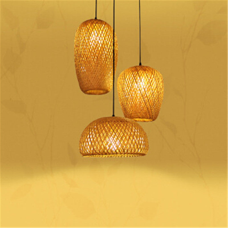Bamboo Three Head Pendant Light for Dining