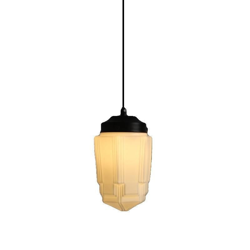 Retro Industrial Cream Pendant Light with Iron Frame