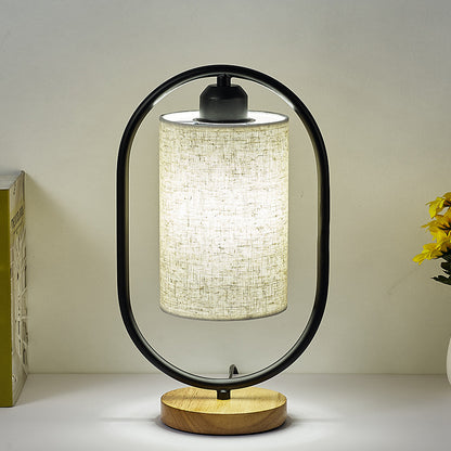 Solid wood new Chinese retro fabric night light