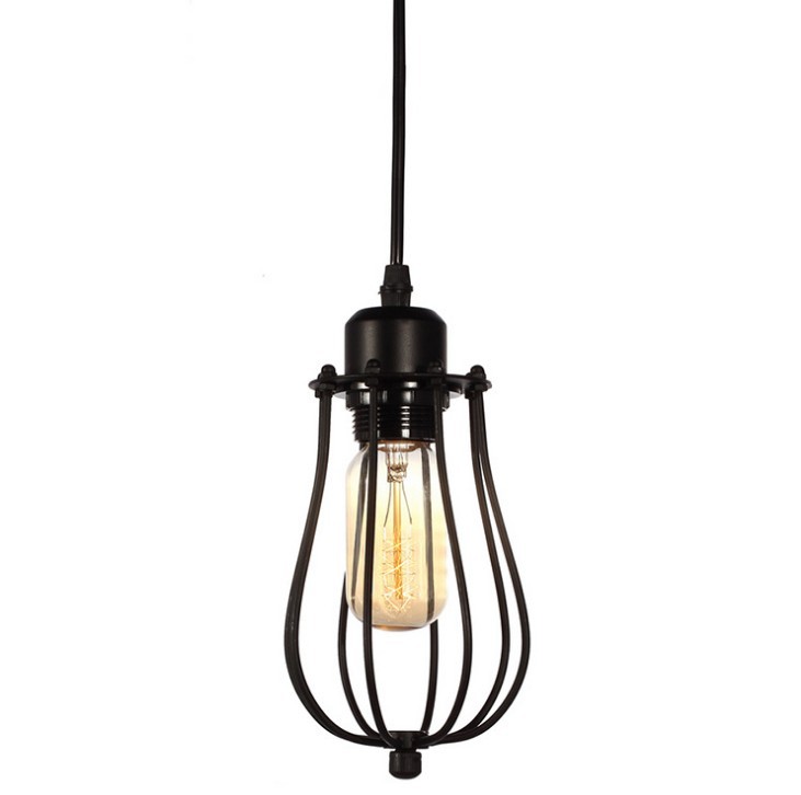 Retro Iron Cage Pendant Light Black
