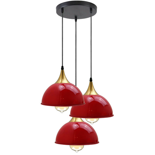 Modern Hanging Red 3 Light Pendant Over Island ~3521