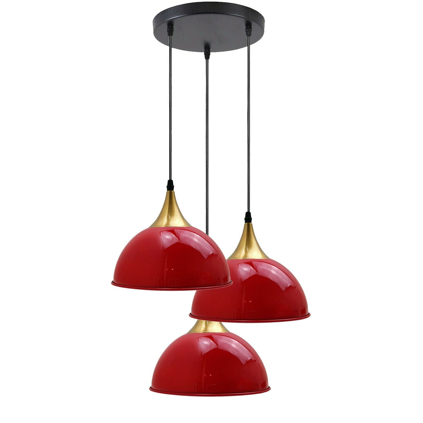 Modern Hanging Red 3 Light Pendant Over Island ~3521