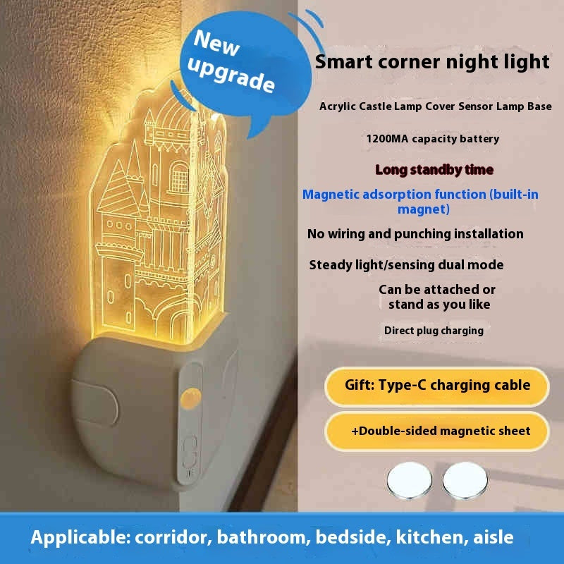 Castle Small Night Lamp Corner Wall Protector Anti-collision Decoration Ambience Light