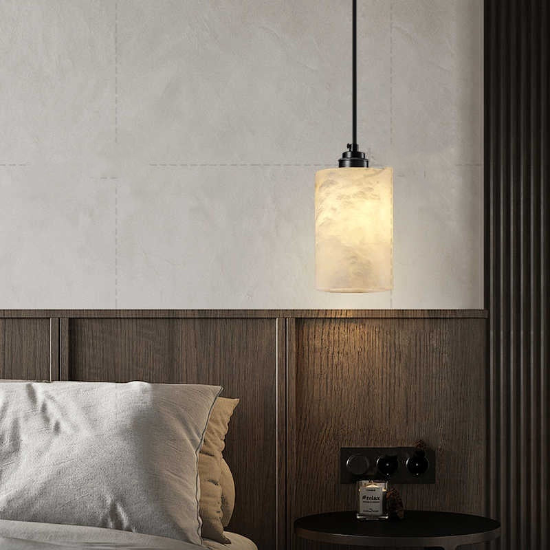 Simple And Natural Marble Copper Long Wire Chandelier