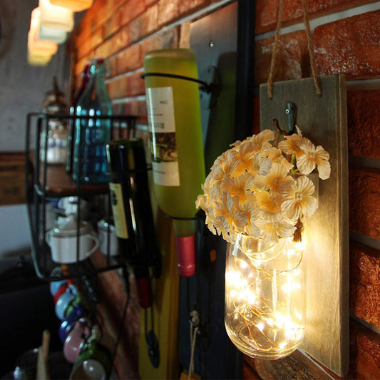 Glass mason jar retro wall lamp