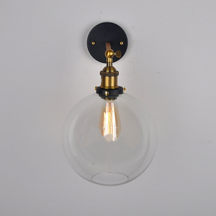 Retro Glass Ball Wall Lamp - Round Amber Light